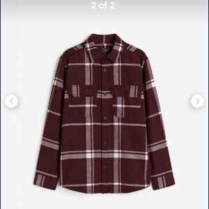 H&M Burgundy Plaid Button-Down Shirt
